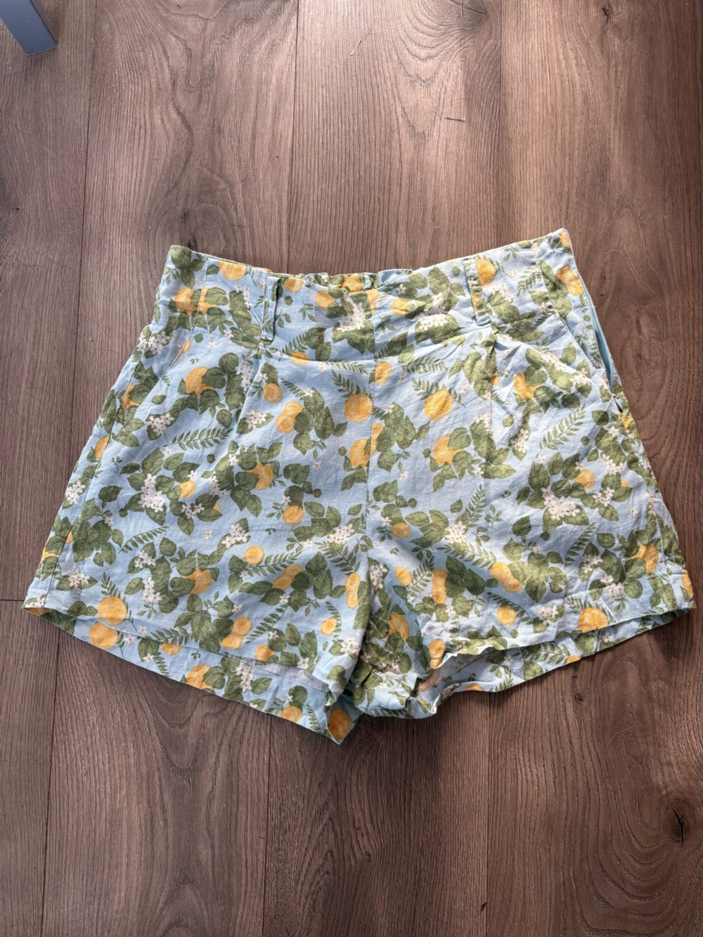 Women’s Blue Floral Lemon Print Shorts